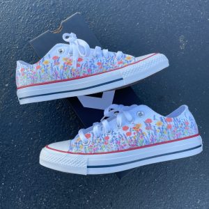 Flower Field - Custom Wedding Shoes White Chuck Taylor Low Top Shoes