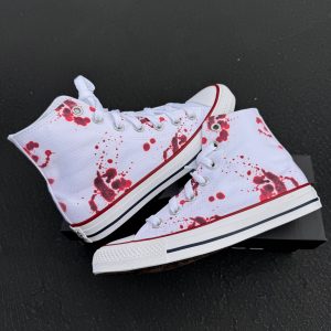 Blood Splatter White High Tops - Custom High Top Sneakers - Custom Shoes