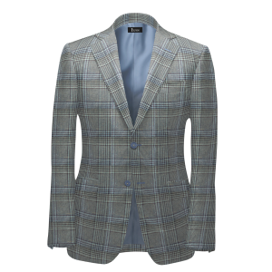 SS25 Linen Blazer in Blue and Brown Plaid