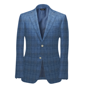 SS25 Linen Blazer in Blue Grid Check