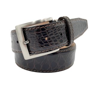 Genuine Glazed Crocodile Belt - Brown