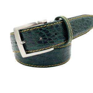 Genuine Caiman Crocodile Belt - Green